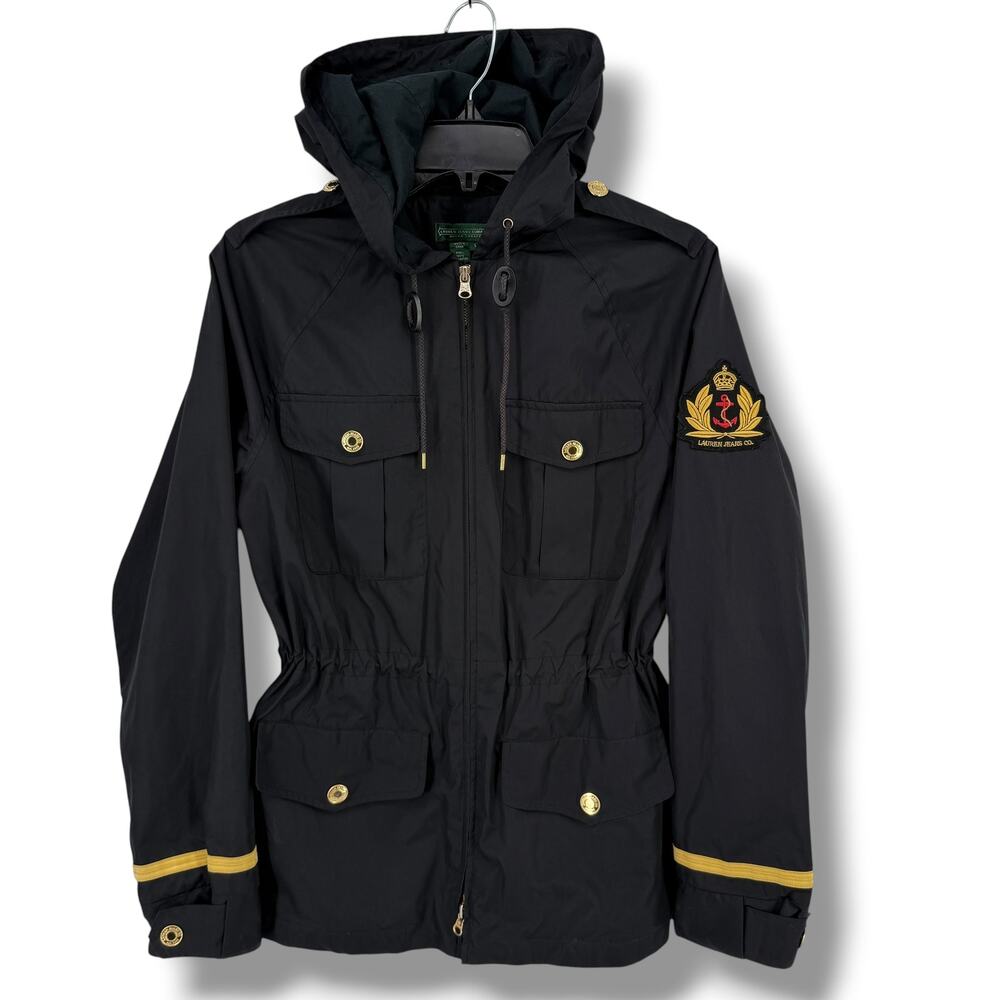 Ralph Lauren Crested Hooded Jacket Womens Size Small Nautical Windbreaker